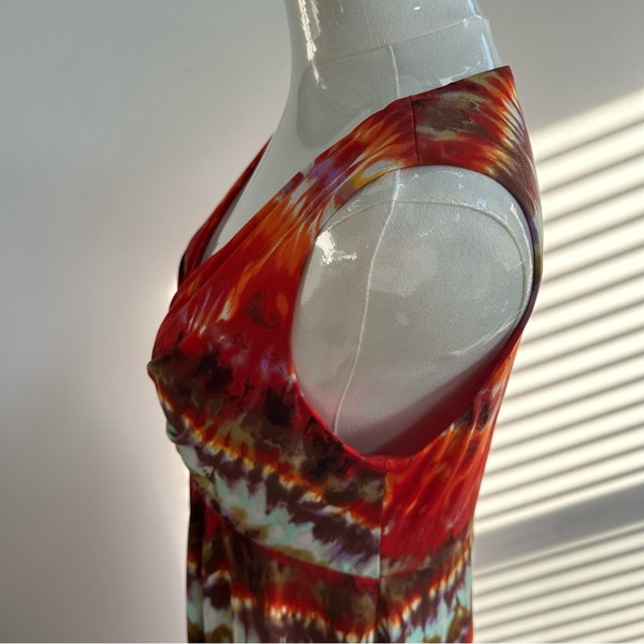 Chico's Women’s Dopamine Tie Dye Bohemian Casual Sleeveless V Neck Maxi Dress 0 - Picture 8 of 9